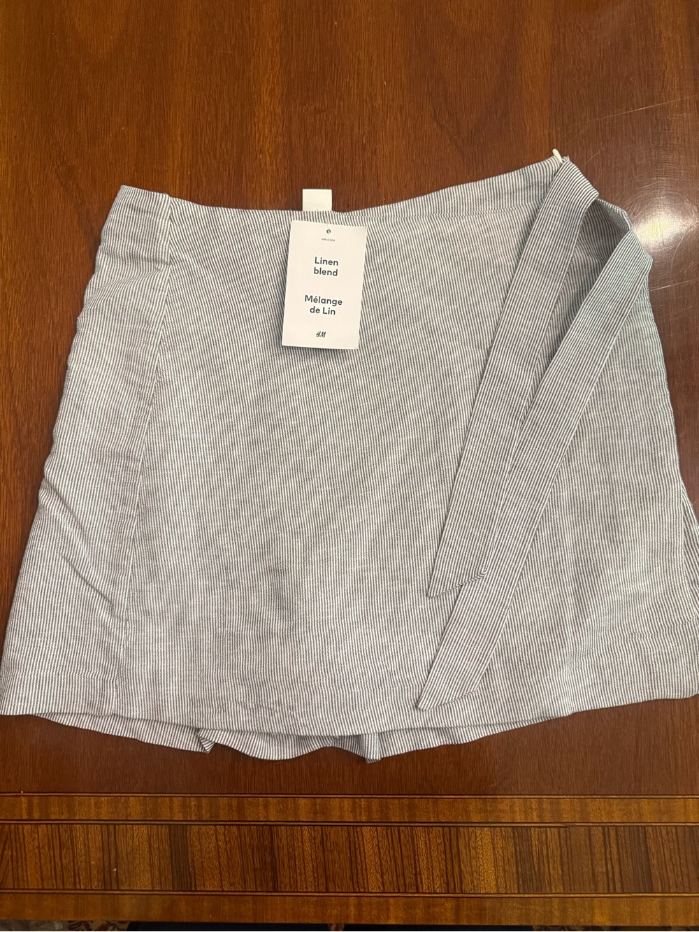 H&M Blue and White Striped Mini Skort